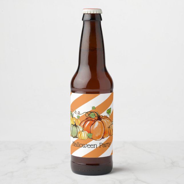 beer bottle LABEL fall party, pumpkin, autumn, (Front)