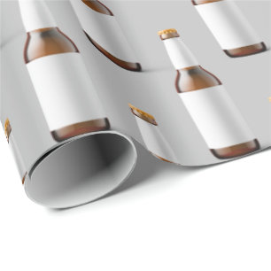beer bottle on gray wrapping paper