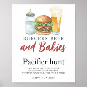 Beer & Bottle Pacifier hunt baby shower game Poster