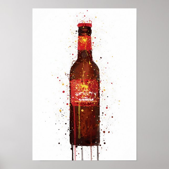 Beer Bottle Wall Art Print 'Rambla Red' (Front)