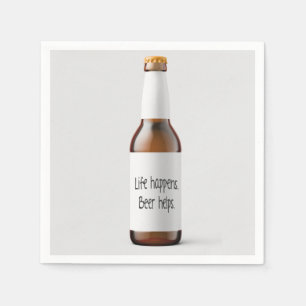 beer bottle with quote napkins