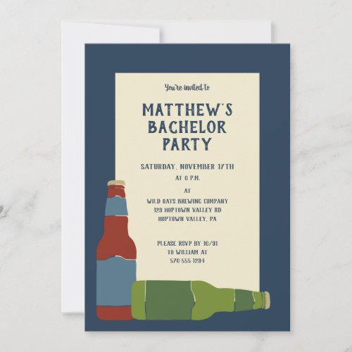 Beer Bottles Bachelor Party Custom Invitation