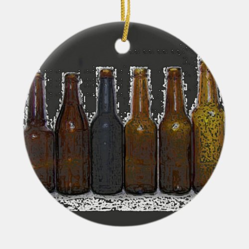 Beer Bottles Ceramic Ornament