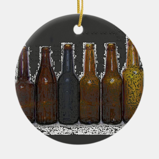 Beer Bottles Ceramic Ornament (Front)