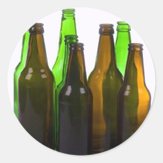 beer bottles classic round sticker