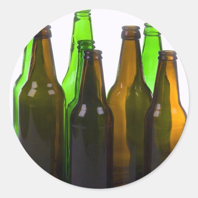 beer bottles classic round sticker (Front)