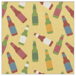 Beer Bottles Patterned Gold Golden Yellow Fabric