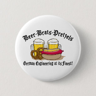 Beer Brats Pretzels German Button