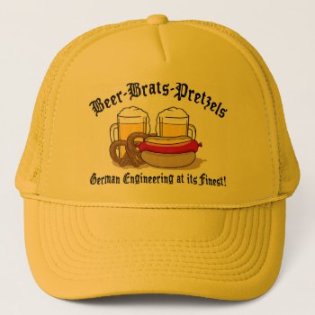 Beer Brats Pretzels German Trucker Hat by Oktoberfest_TShirts at Zazzle