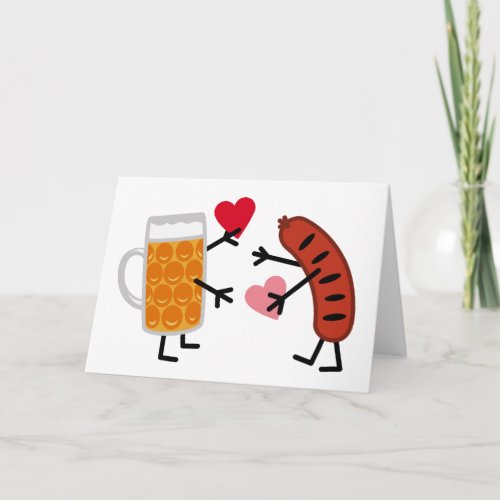 Beer  Bratwurst _ Cute Valentines Day Holiday Card