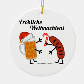 Beer & Bratwurst - Fröhliche Weihnachten! Ceramic Ornament
