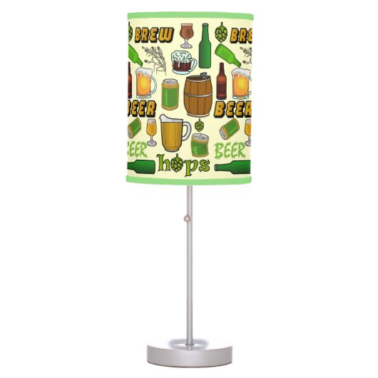 Beer Brew Bar Pattern Table Lamp (Front)