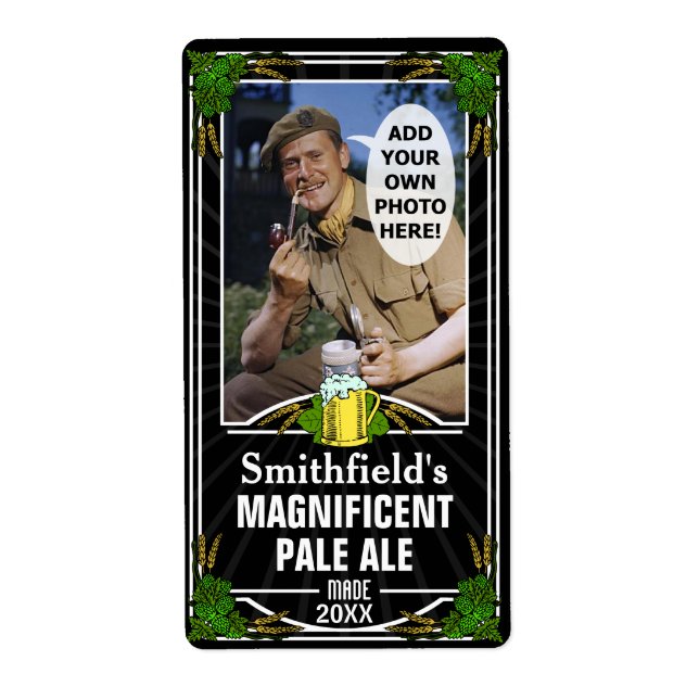 Beer Brew Custom Photo Homebrewing Bottle Black v2 Label (Front)