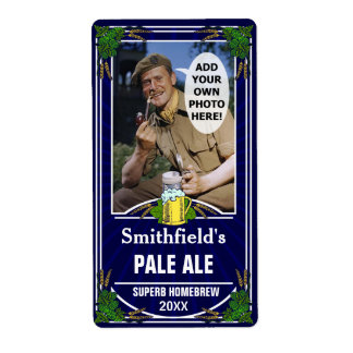 Beer Brewer Custom Photo Homebrewing Bottle Blue Label