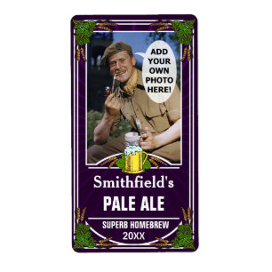 Beer Brewer Custom Photo Purple Homebrewing Bottle Label