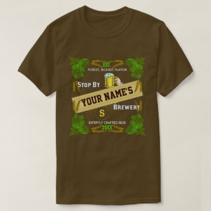 Beer Brewery Personalized Name   Hops Barley Cool T-Shirt