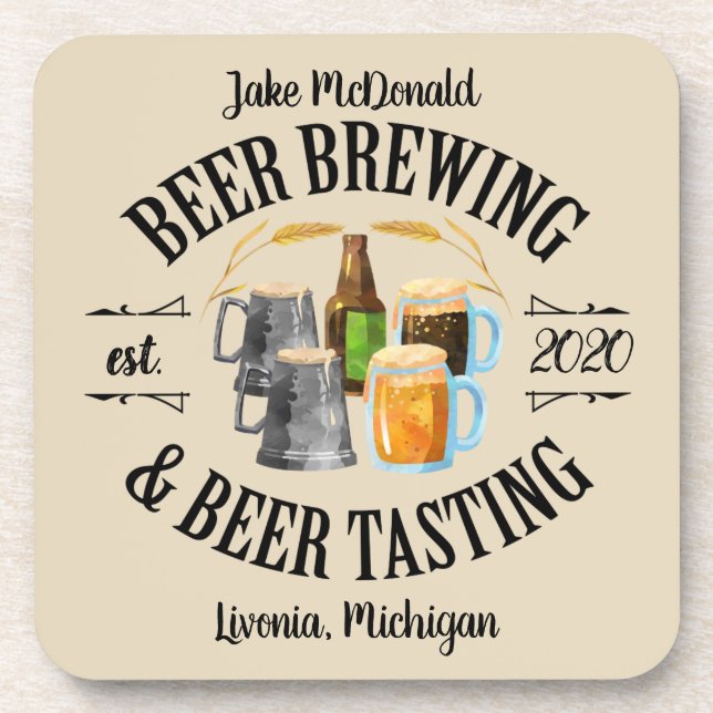 Beer Brewing & Beer Tasting Beverage Coaster (Front)