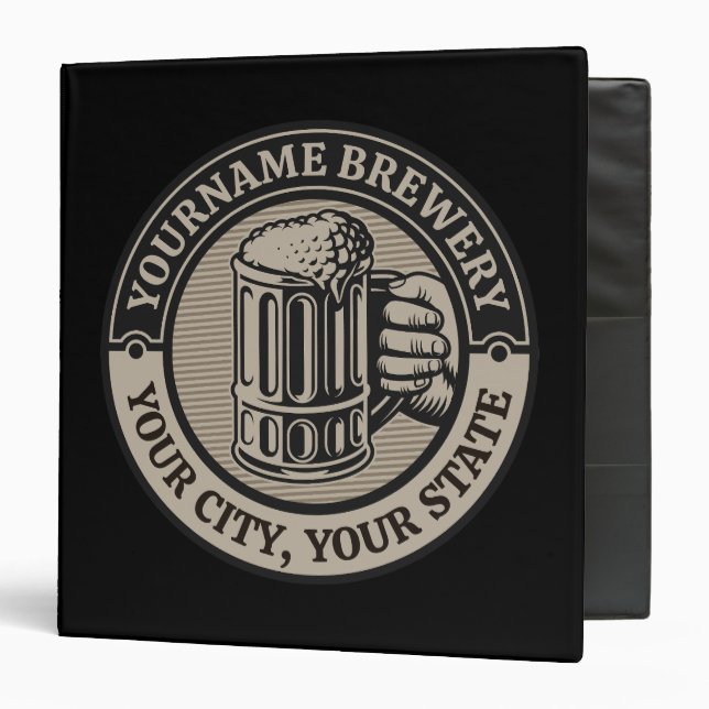 Beer Brewing Personalized NAME Brewery Big Mug  3 Ring Binder (Front/Inside)