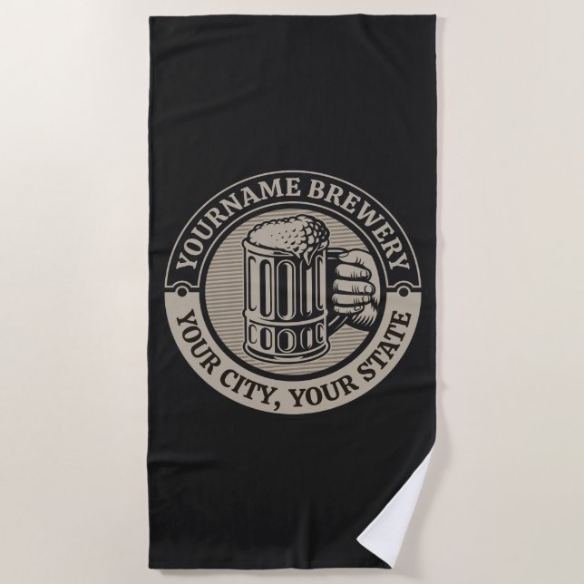 Beer Brewing Personalized NAME Brewery Big Mug  Beach Towel (Front)