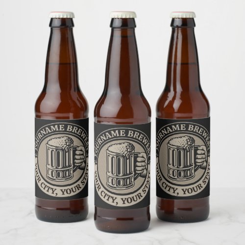 Beer Brewing Personalized NAME Brewery Big Mug Beer Bottle Label