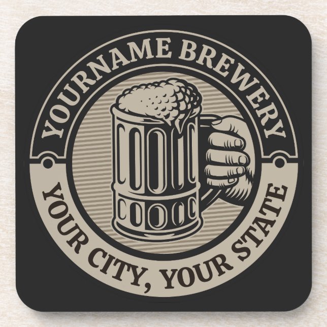 Beer Brewing Personalized NAME Brewery Big Mug Beverage Coaster (Front)
