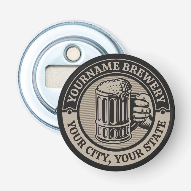 Beer Brewing Personalized NAME Brewery Big Mug Bottle Opener (Front)