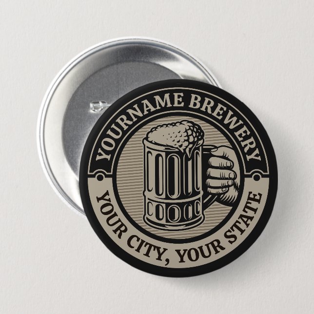 Beer Brewing Personalized NAME Brewery Big Mug  Button (Front & Back)