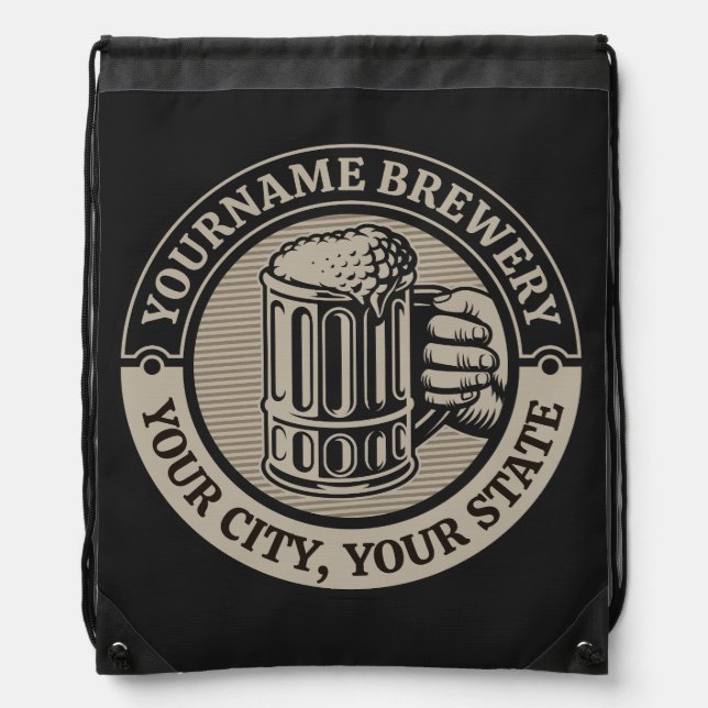 Beer Brewing Personalized NAME Brewery Big Mug  Drawstring Bag (Front)