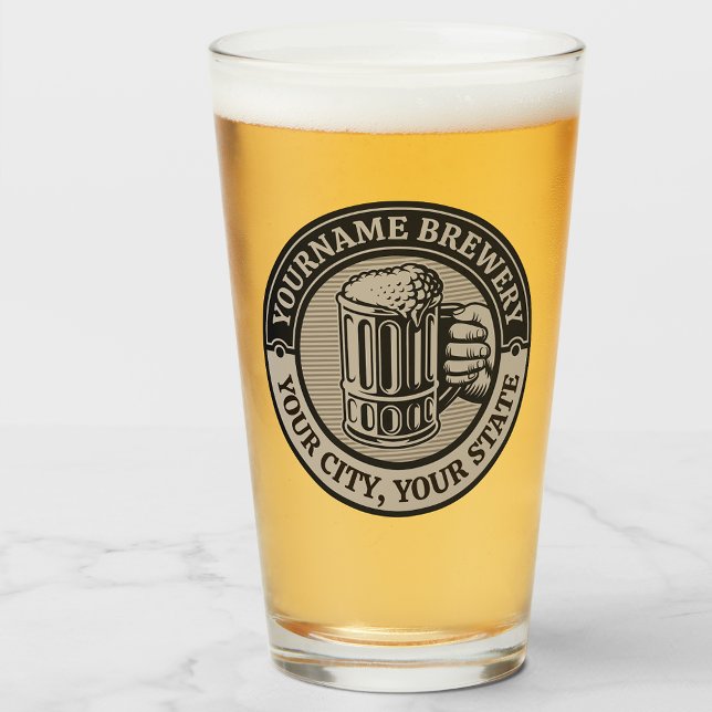 Beer Brewing Personalized NAME Brewery Big Mug Glass (Creator Uploaded)