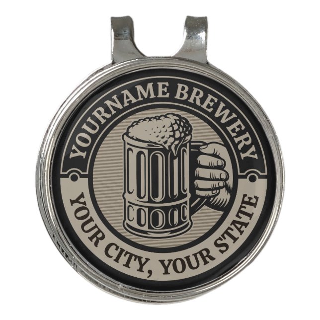 Beer Brewing Personalized NAME Brewery Big Mug  Golf Hat Clip (Front)