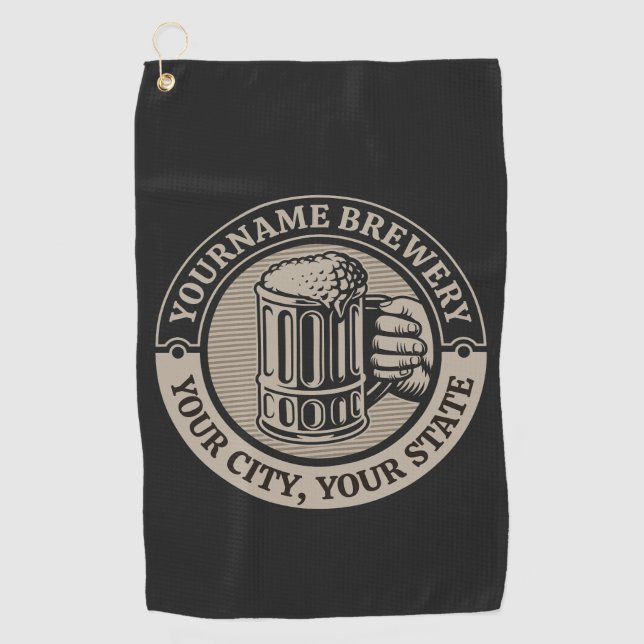 Beer Brewing Personalized NAME Brewery Big Mug Golf Towel (Front)