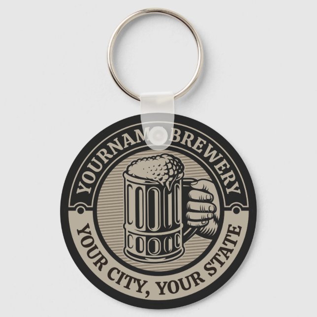 Beer Brewing Personalized NAME Brewery Big Mug Keychain (Front)