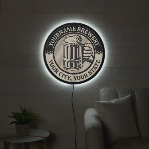 Beer Brewing Personalized NAME Brewery Big Mug LED Sign