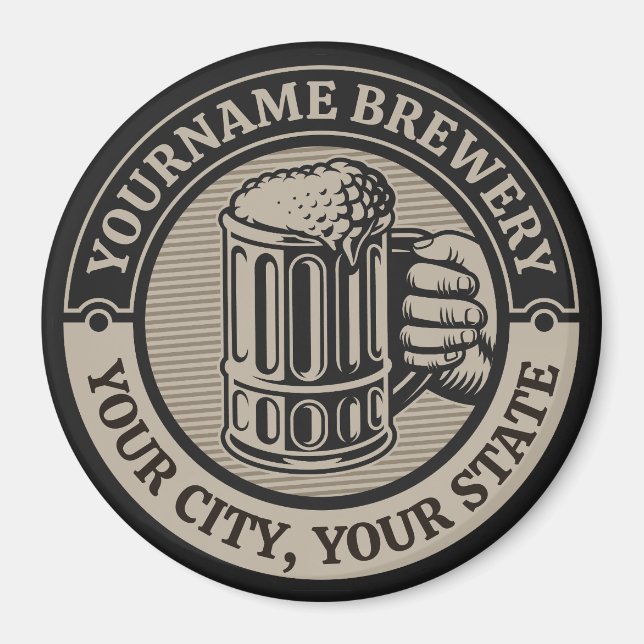 Beer Brewing Personalized NAME Brewery Big Mug Magnet (Front)