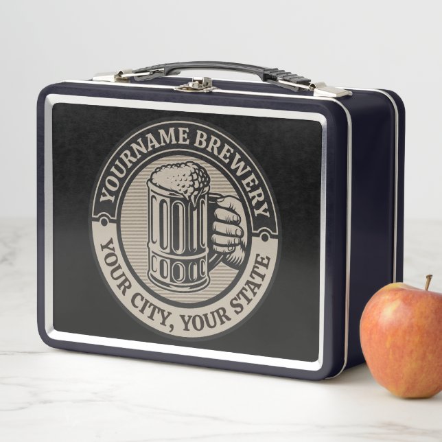 Beer Brewing Personalized NAME Brewery Big Mug Metal Lunch Box (In Situ)