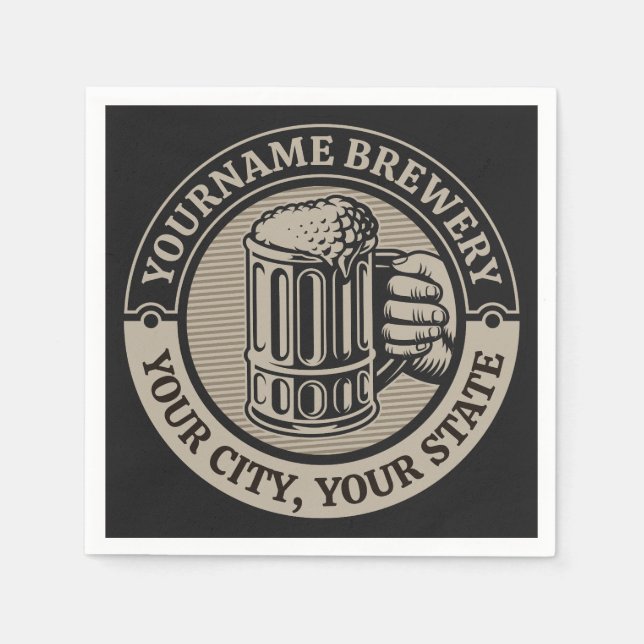 Beer Brewing Personalized NAME Brewery Big Mug Napkins (Front)