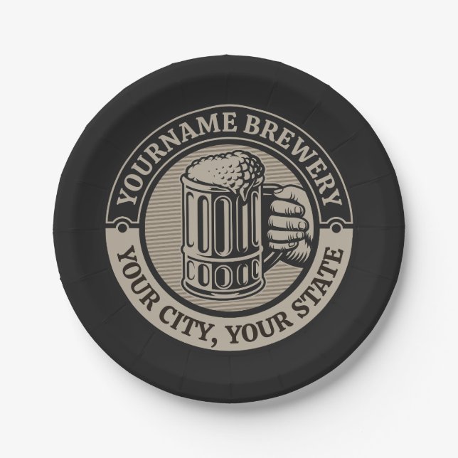 Beer Brewing Personalized NAME Brewery Big Mug  Paper Plates (Front)