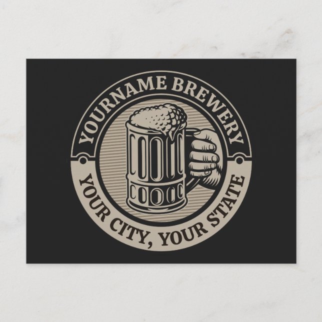 Beer Brewing Personalized NAME Brewery Big Mug  Postcard (Front)