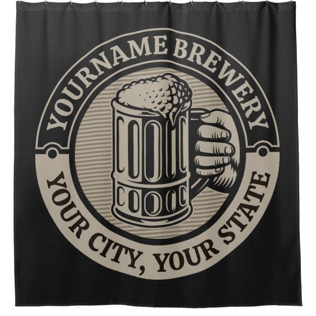Beer Brewing Personalized NAME Brewery Big Mug  Shower Curtain (Front)