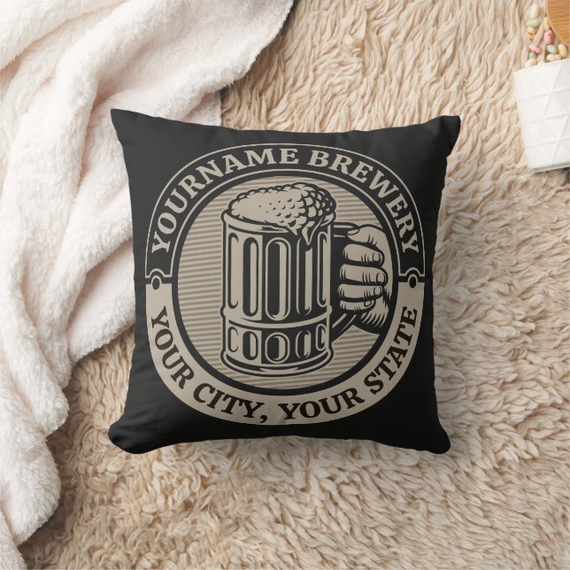Beer Brewing Personalized NAME Brewery Big Mug Throw Pillow (Blanket)