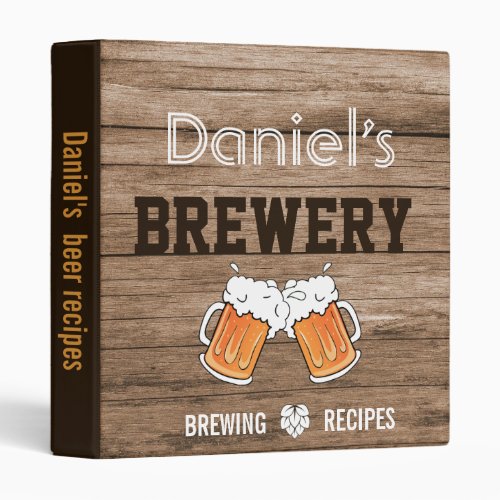 Beer Brewing Recipes Personalized 3 Ring Binder