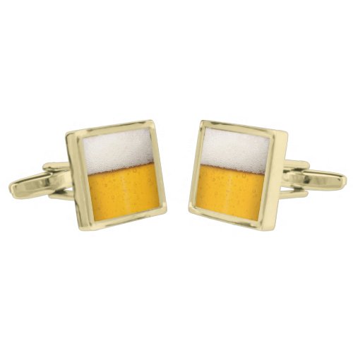 Beer Bubbles Background Pattern Gold Cufflinks