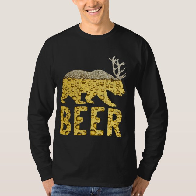 Beer Bubbles Bear+Deer=Beer Bear Antlers T-Shirt (Front)