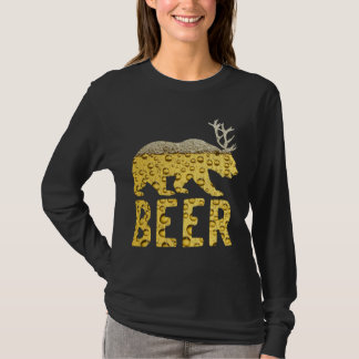 Beer Bubbles Bear+Deer=Beer Bear Antlers T-Shirt
