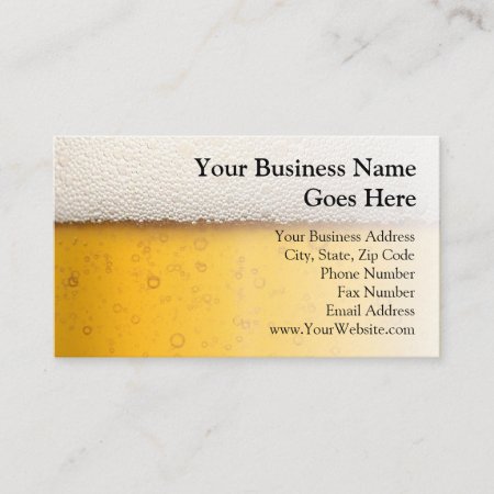 Beer Bubbles Close-up Bartender Beer Craft Brewery Business Card
