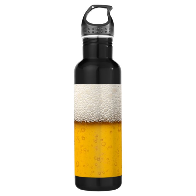 Beer Bubbles Close-Up Stainless Steel Water Bottle (Front)