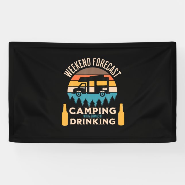 Beer Camping With Beer Birthday Banner (Horizontal)