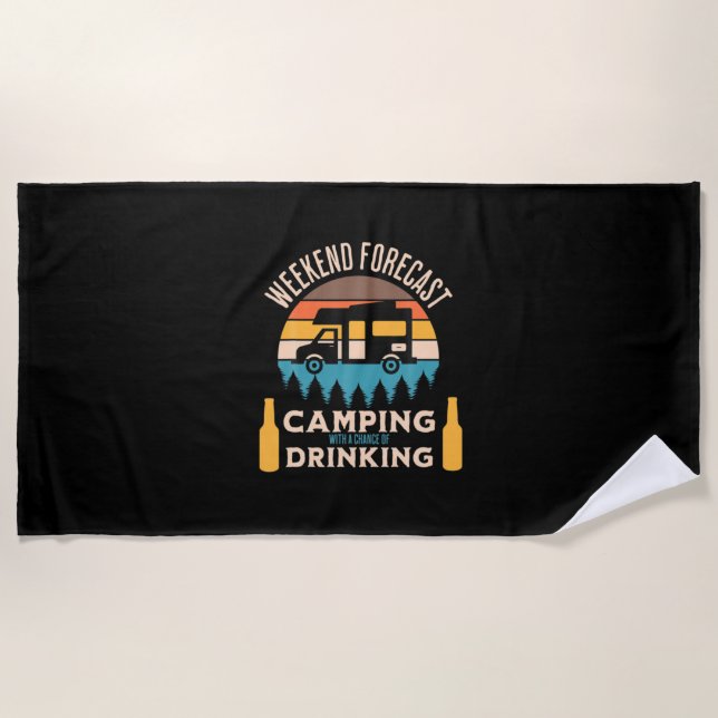 Beer Camping With Beer Birthday Beach Towel (Front)