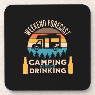 Beer Camping With Beer Birthday Beverage Coaster