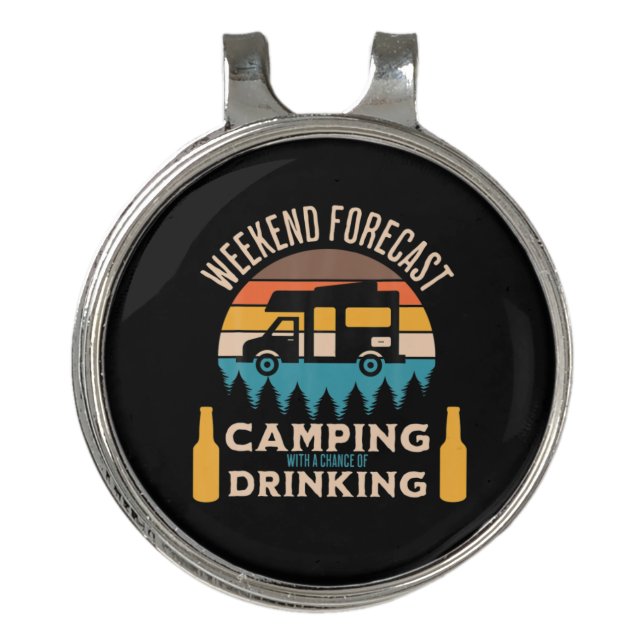 Beer Camping With Beer Birthday Golf Hat Clip (Front)